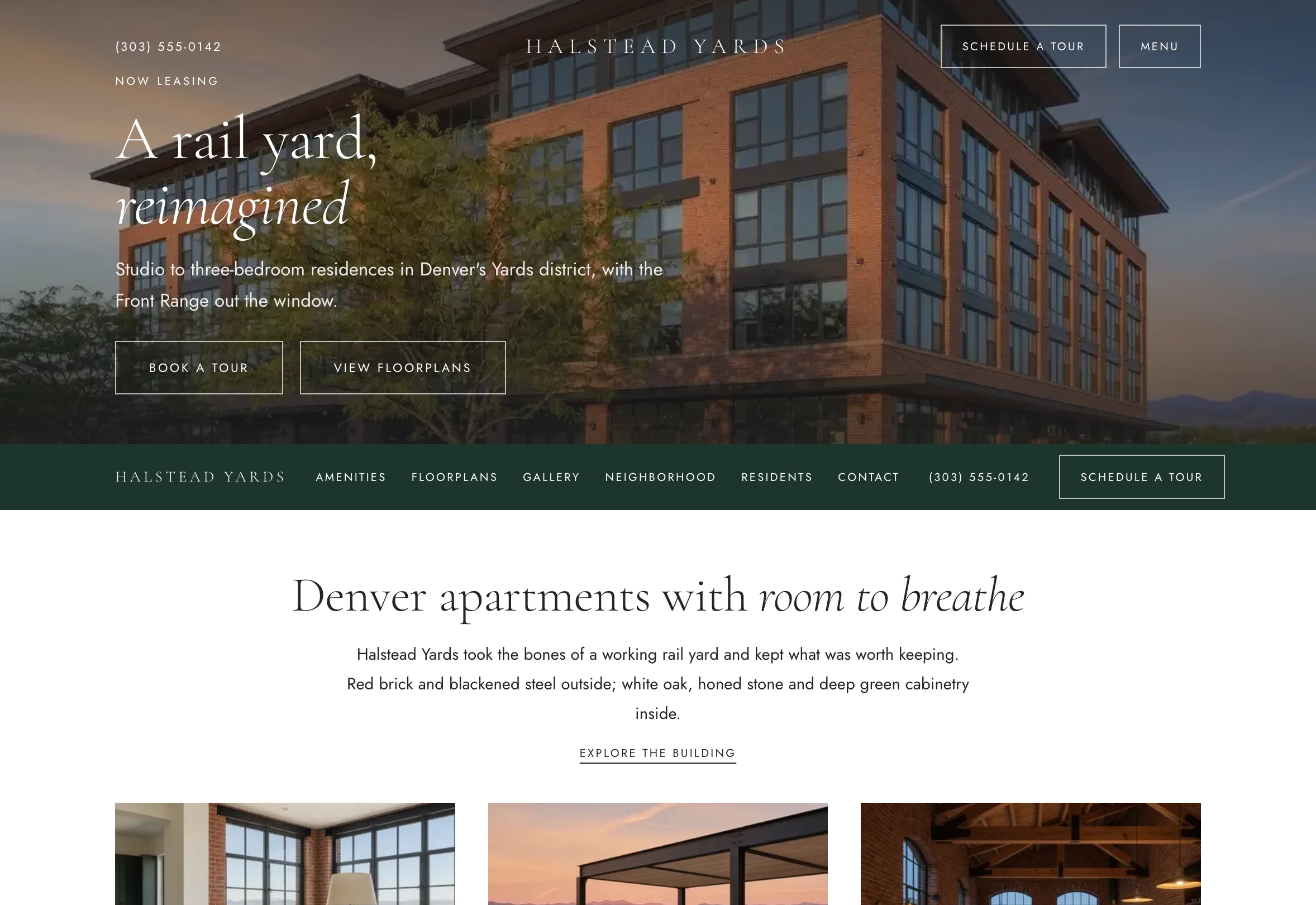 Halstead Yards' home page under its ask