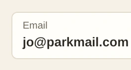 Larkspur Commons's tour form field labelled Email, holding jo@parkmail.com.
